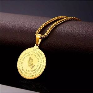 New 18k gold plated praying hands necklace